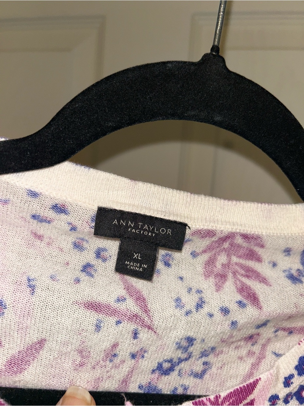 Ann Taylor Floral Crewneck Sweater in Cream with Pink and Blue Print - Picture 2 of 2
